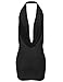 Luna Flower Women's Sexy Low Cut Halter Dress - Fitted Plunge Party Dress Black Small (GDRW064)