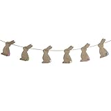 OULII Easter Burlap Banners Bunny Rabbit Bunting Flags Jute Garland For Easter Decorations Home Party Decor Favors
