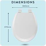 Croydex Carron Wooden Soft Close Toilet Seat White Oval Adjustable Hinges view 3