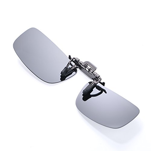 Besgoods Polarized Clip-on Flip up Metal Clip Sunglasses Lenses Glasses Unbreakable Driving Fishing Outdoor Sport New-Royal Blue Mirror Silver Mirror (Silver)