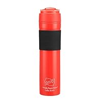 French Press Travel Coffee Press Mug, ALLOMN Portable French Press Coffee Tea Maker 12oz 350ml Travel Tumbler Great for Commuter (Red)