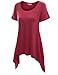 Doublju Womens Basic Short Sleeve Longline Asymmetrical Tunic Top