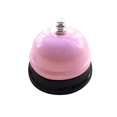 Jshuang Hotel Counter Desk Bell Ring Metal Reception Restaurant Kitchen Bar Service Call (pink)