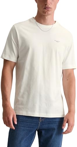 Marc OߴPolo Denim Uomo T-shirt in cotone bio regular fit, Bianco Sporco (Egg White), M