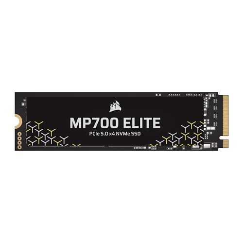CORSAIR MP700 ELITE 1TB PCIe 5.0 x4 NVMe M.2 SSD – Fino a 10,000MB/sec – Alta Densità 3D TLC NAND – M.2 2280 - Compatibile con DirectStorage – Nero