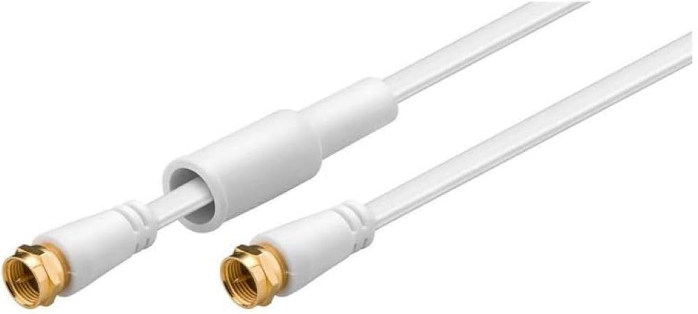 Goobay 67297 Flat SAT Antenna Cable (80 dB), 2x Shielded, Weatherproof, 7.5 m Length, white