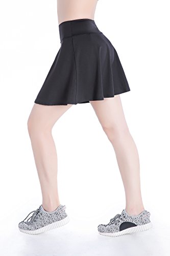 Annjoli Womens Running Skorts Golf Tennis Workout Skirt (M, Black(Pleated)) - Thumbnail 2