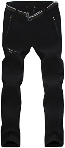 Mens Outdoor Quick Drying UV Protection Pants Breathable Camping Hiking Waterproof Slim Trousers 1123 Black Medium