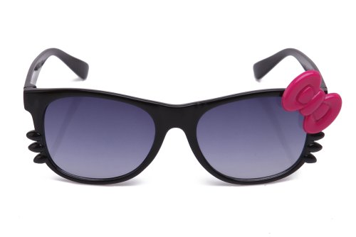Kyra Kids Plastic Kitty Whiskers & Bow Fashion Sunglasses in Black/Hot Pink