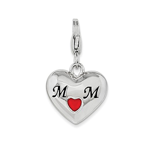 925 Sterling Silver Enameled Heart Mom Lobster Clasp Pendant Charm Necklace Love S/love Message Fine Jewelry Gifts For Women - Valentines Day Gifts For Her