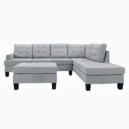 Casa Andrea Milano LLC 3 Piece Modern Reversible Sectional Sofa Couch