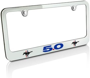 Ford 2010 up Mustang 5.0 in Blue Chrome Metal License Plate Frame