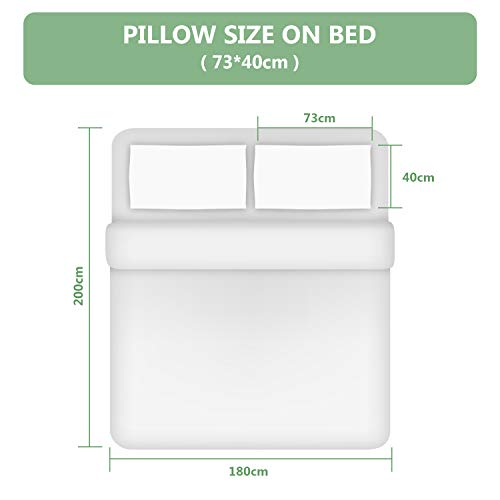 HOMFY Orthopädisches Kissen für Nacken Schutz Kopfkissen aus reiner Memory Foam (Antiallergiker) Schlafkissen aus luftdurchlässiger Bambusfaser mit Aloe-Vera-Bezug 73x40x15cm weiß