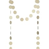Ling's moment Paper Circle Garland (Champagne Gold Glitter) for Wedding, Baby Shower, Festival Items & Party Decoration, 2.5