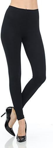 JNTOP Elasticized Waist Cotton Leggings Black Large