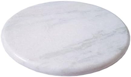 Mamta Creations White Marble Chakla - Ring Base Rolling Pin Board, Roti Maker - from Banks of Holy River Narmada