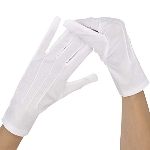 6 Pairs White Gloves for Children's Hand Moisturizing Gloves Nylon Cotton Gloves for Police Formal Tuxedo Honor Guard and Special Occasions (M)