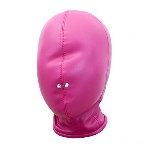 Adult Sex Toy Leather Costume Mask Hood All Colsed Mouth Gag Headgear Harness Hood Fetish Bondage Head Mask(Head < 58cm, Red)