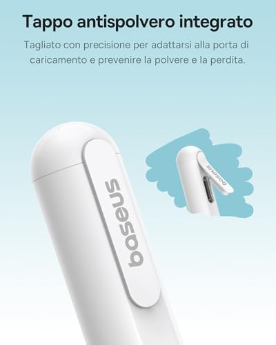 [1:1 Originale] Baseus Penna Compatibile con iPad 2018-2025, Abbinamento Illimitato, 32 Funzioni Personalizzabili, 17h Batteria, Pencil per iPad 6/7/8/9/10, Pro 11“/12.9“/13“, Air 3/4/5/6, mini 5/6