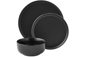 Mainst@ys Alessandra Matte Black- 12-Piece Stoneware Dinnerware Set