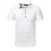 Aiyino Mens Summer Casual V-Neck Button Cuffs Cardigan Short Sleeve T-Shirts L White