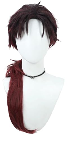 KAPVXRKI Hoederer Wig Game Cosplay Wig Men Dark Red Long Wig Heat Resistant Synthetic Wigs for Halloween Costume Party Role Play