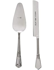 Mud Pie 4635002 Wedding Cake and Knife Serving Set, Silver