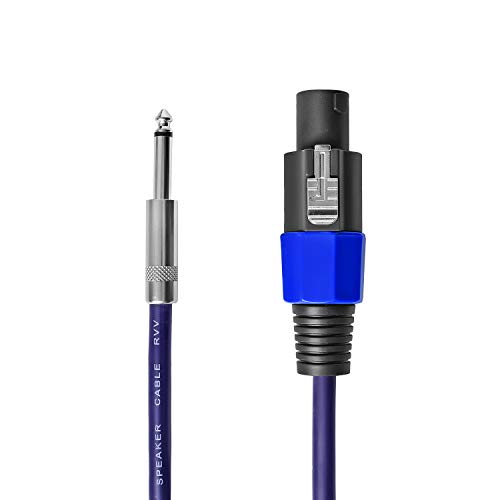 Yoico 2Pcs 50 Feet Professional Speakon to 1/4 Speaker Cable, Pair 50 ft 12 Gauge Speakon to 1/4 Male Inch Audio Amplifier Connection Heavy Duty Cord Wire with Twist Lock