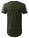URBANCREWS Mens Hipster Hip Hop Ripped Zipper Crewneck T-Shirt OLIVEWHITE XLarge