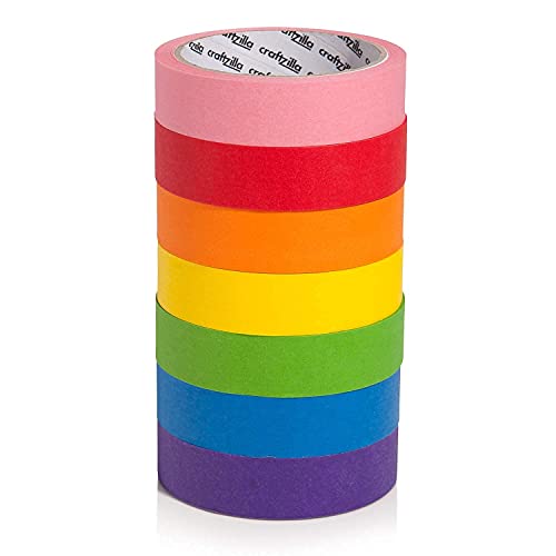 Craftzilla Colored Masking Tape 7 Roll Multi Pack 420 Feet x 1 Inch