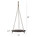 Dahey Hanging Plant Shelf Round Wood Rope Hanging Floating Shelf Vintage Home Decor Display Planter Rack for Living Room Bedroom Kitchen, Dark Brown