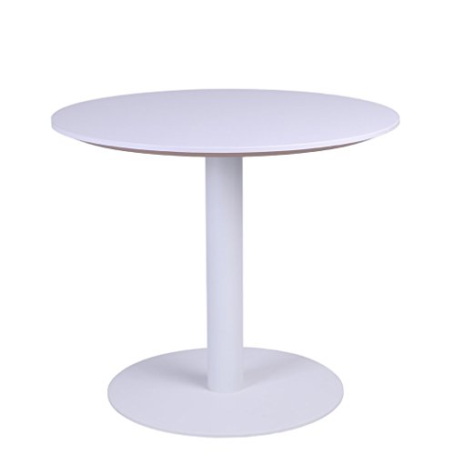 Sunon D27.5'' x H23.6'' Round White Cafe Table with White Pedestal Base Small Round Table for Pub/Conference/Living Room (Moon White)