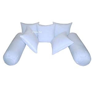 DONDA Cotton Cushion and Bolster Pillow, 75 x 30 cm, White, Set of 5