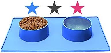 Dog Food Mat with Bowls – All in One Easy Feeding Station for Large or Small Pets – No Tip and No Spill – Elevated Pet Feeders - Non-Slip Mat for Bowl for Dogs and Cats – in 3 Colors