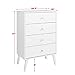 Prepac Milo Mid-Century Modern 4 Drawer Chest of Drawers, Contemporary Bedroom Furniture, Small Dresser for Bedroom, 18.25
