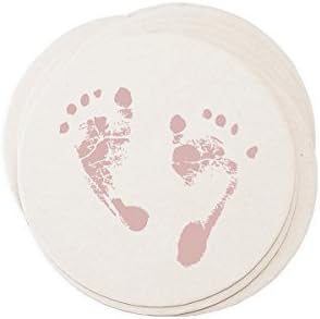 Ruff House Art Baby Girl Footprint Letterpress Paper Drink Coasters : Box Set of 10