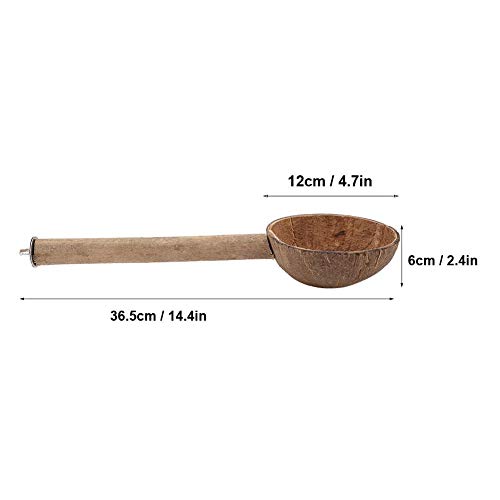 Jimfoty Bird Perch Stand, Natural Coconut Shell Bird Feeder Bowl Bird Cage Parrot Parakeet Stand Parrot Playstand Play Gym