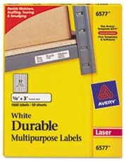 (6 Pack Value Bundle) AVE6577 Permanent ID Laser Labels, 5/8 x 3, White