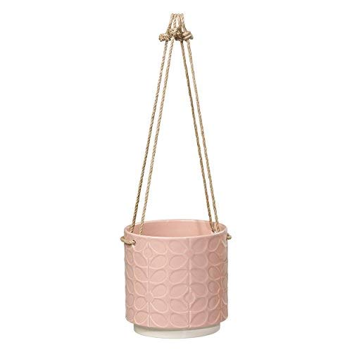 Orla Kiely 60s Stem Design Rose Pink Medium 5 x 5 Inch Ceramic Hanging Plant Pot