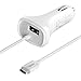 Type C Car Charger, Olaudem Dual Rapid USB C Car Charger Fast Charge with 4ft 5V 3A USB-C Adapter Charging Cord for Google Pixel XL, Nexus 6P 5X, LG G5, HTC 10, Nintendo Switch, Moto Z, White