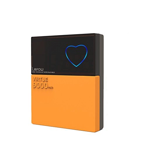 Lepow Virtue Series External Battery Pack, Portable Charger & Heart-shape LED Battery Indicator 9,000 mAh -  iPhone 6 Plus, 6,  5, 4, iPad Air, iPad Mini, Samsung Galaxy S6, S5, and others (Orange)