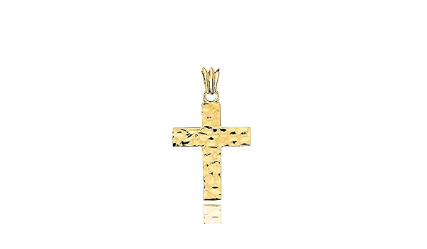 Modern Hammered Cross Charm Pendant 