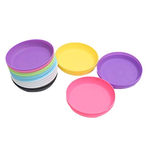 Hemoton 20 Packs of 3.5 Inch Plant Saucers, Round Plastic Plants Pot Saucer, Garden Saucers Plant Pot Saucer Office Small Pots Saucer Balcony Pot Drip Trays for Indoor & Outdoor (Random Color)