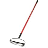 Bully Tools 92309 12-Gauge 16-Inch Bow Rake with Fiberglass Handle and 16 Steel Tines, 58-Inch