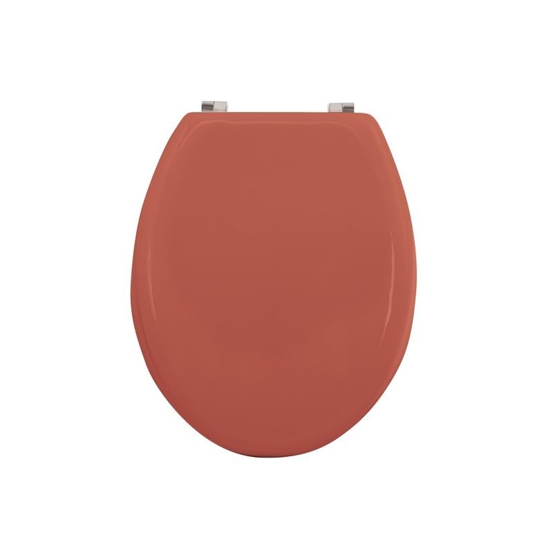 MSV - CLÉO MDF Toilet seat - Stainless Steel Hinges - Soft Close Mechanism - Ø 370 x 450 mm - Matte Terracotta Colour - Modern Design - Bathroom Comfort and Durability