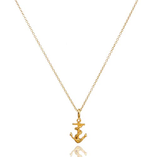 Clavicle Necklace with Blessing Gift Card, Small Dainty Gold Anchor with Rope Pendant Chain, Classy Costume Choker Jewelry Favors - Thumbnail 2