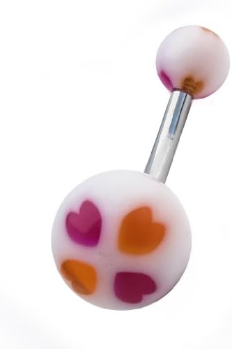 Tangerine and Magenta Queen of Hearts Belly Button Ring (14g, 3/8", Ss)