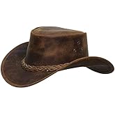 LuxHide Cowboy Western Cow Hide Genuine Leather Handcrafted Top Hat