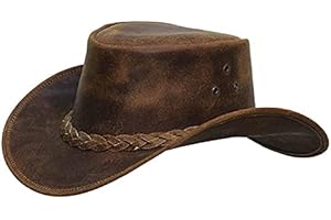 LuxHide Cowboy Western Cow Hide Genuine Leather Handcrafted Top Hat
