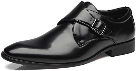 Faranzi Mens Single Monk Strap Slip On Buckle Loafer Plain Toe Oxford Modern Formal Business Dress Shoes